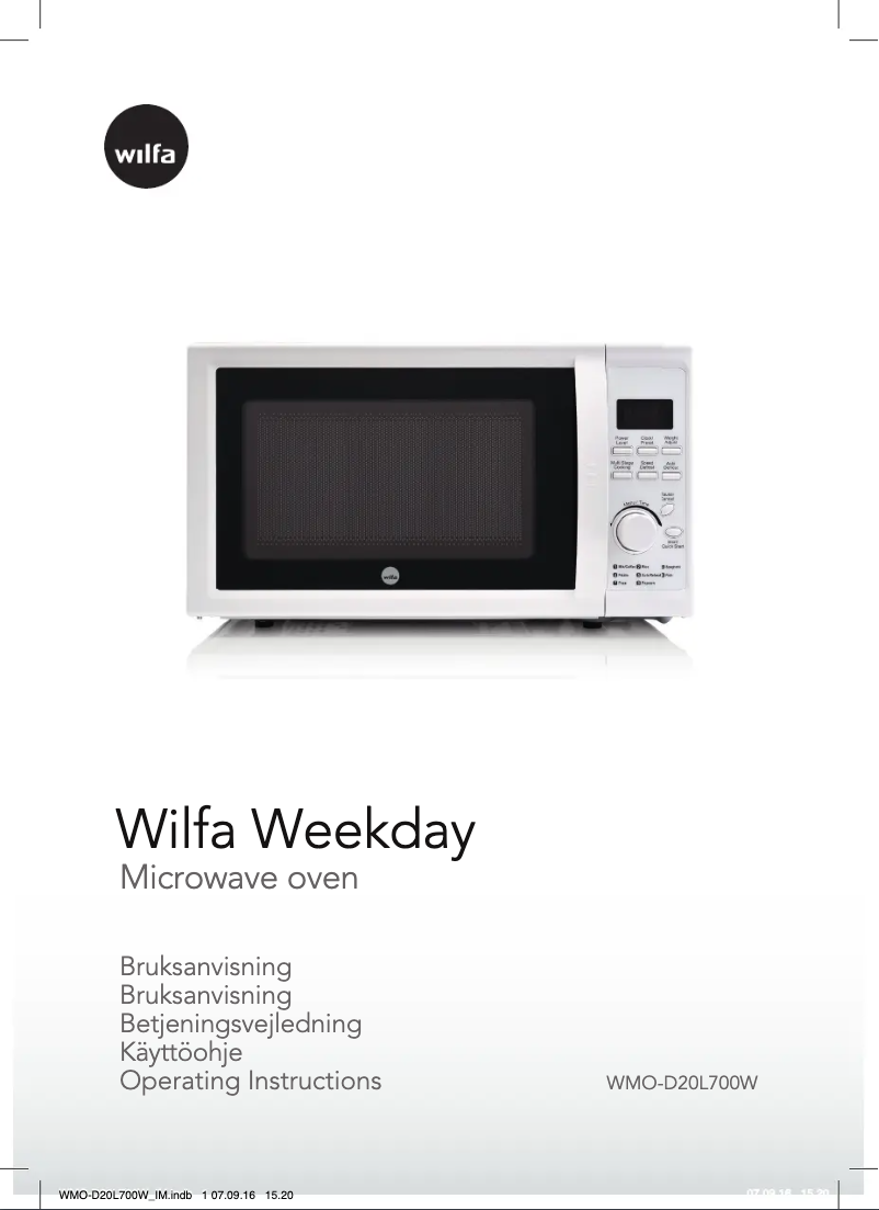 Page n°1 - Manuel utilisateur Wilfa Weekday WMO-D20L700W