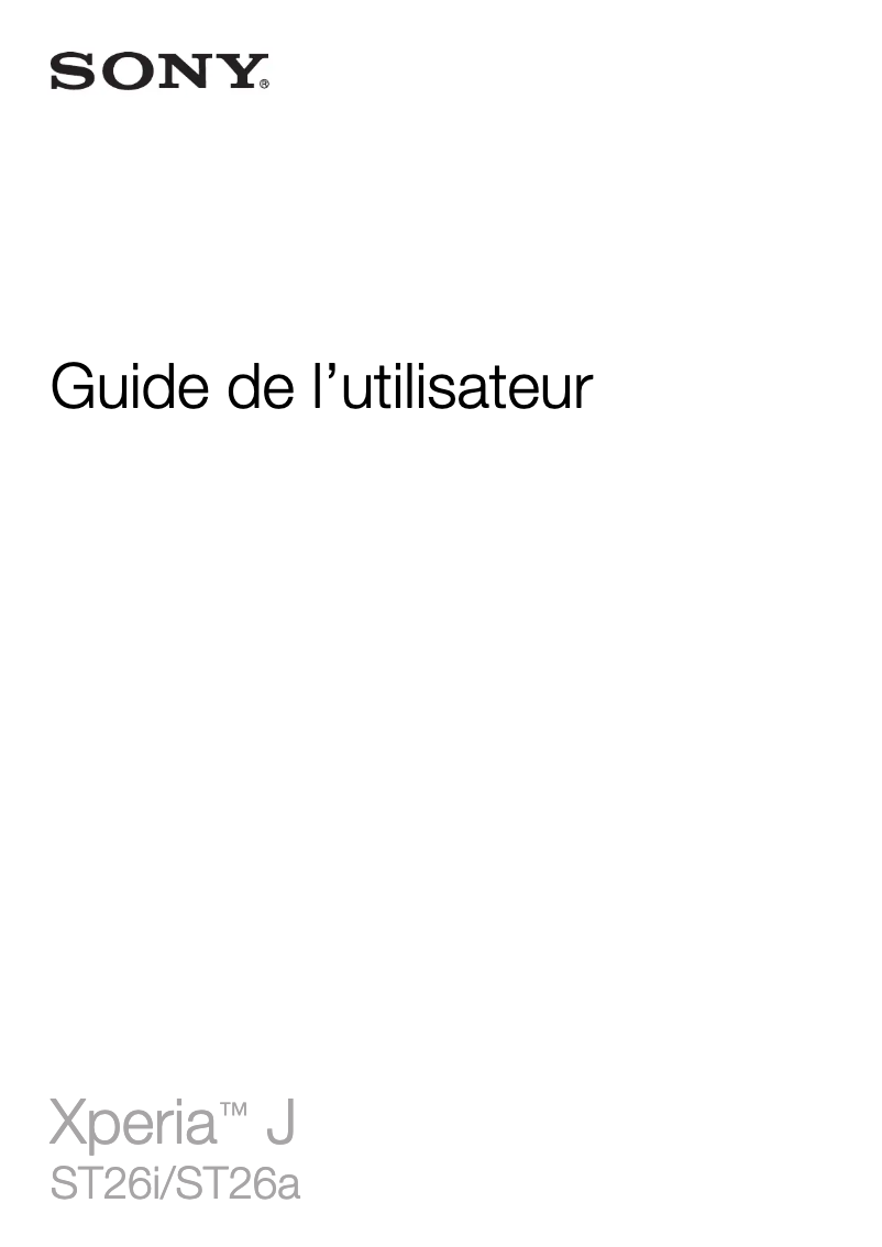 Image de la première page du manuel de l'appareil Xperia J