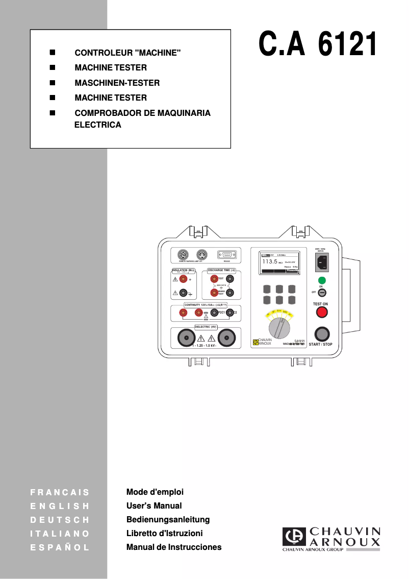 Page 1 de la notice Manuel utilisateur Chauvin Arnoux C.A 6121