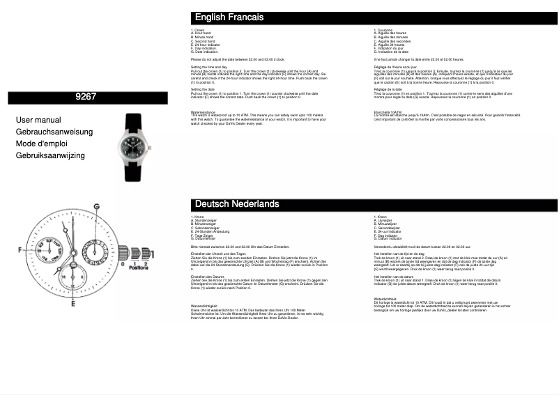 Page n°1 - Manuel utilisateur Davis 9267