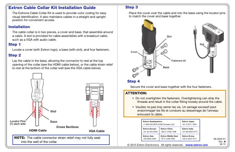 Page 1 de la notice Manuel utilisateur Extron Cable Collar Kit