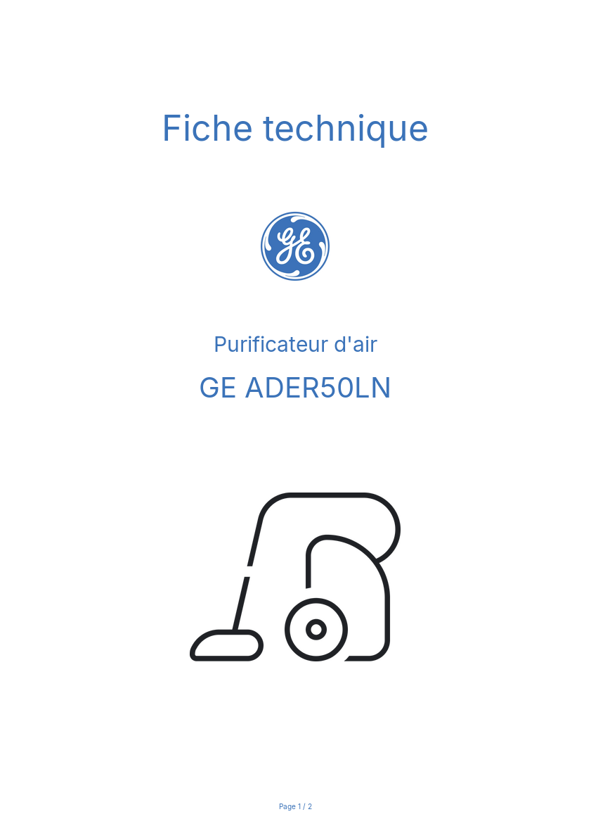 Image de la première page du manuel de l'appareil ADER50LN
