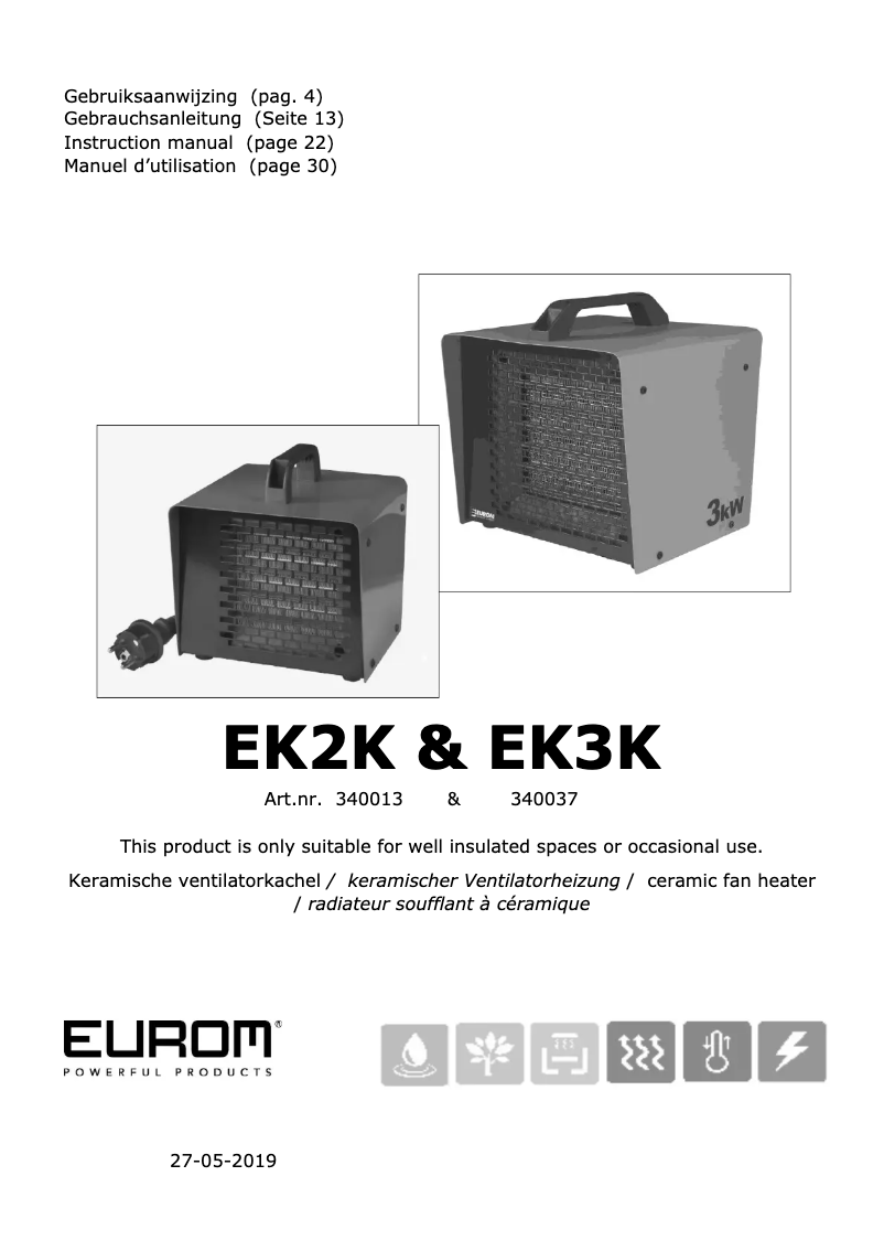 Page n°1 - Manuel utilisateur Eurom EK3K
