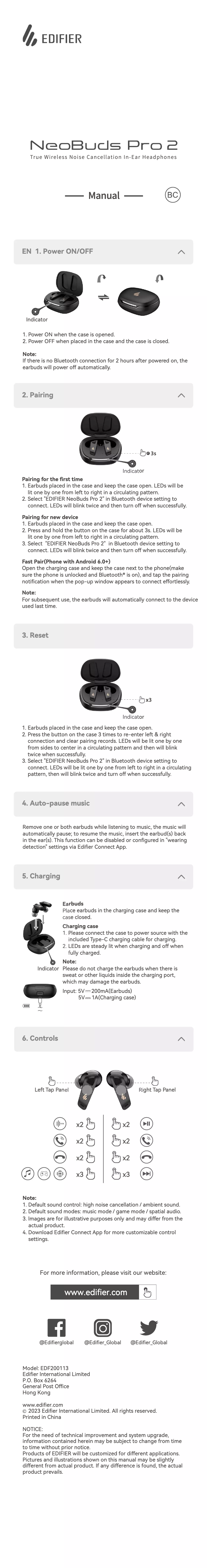 Page n°1 - Manuel utilisateur Edifier NeoBuds Pro 2