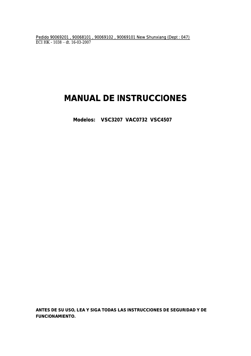 Page 1 de la notice Manuel utilisateur Saivod VSC0732