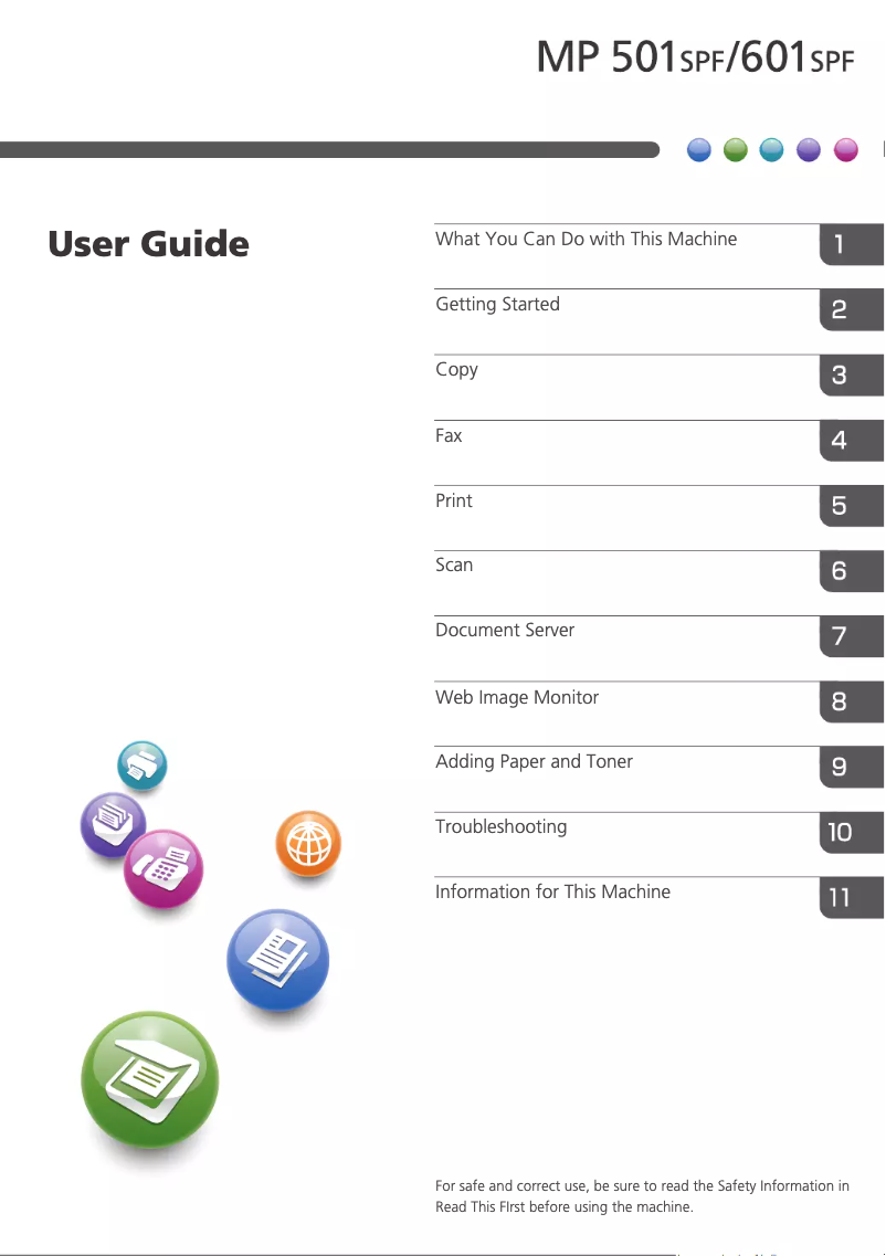 Page n°1 - Manuel utilisateur Ricoh MP 501SPFTL