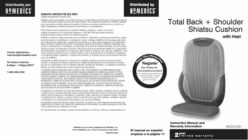 Page n°1 - Manuel utilisateur Homedics MCS-510H