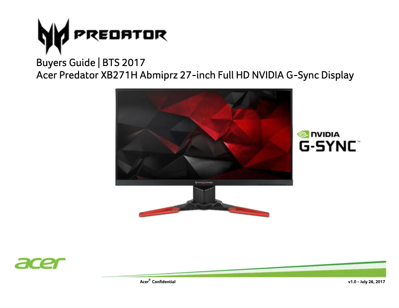 Página 1 del manual Ficha técnica Acer XB271H