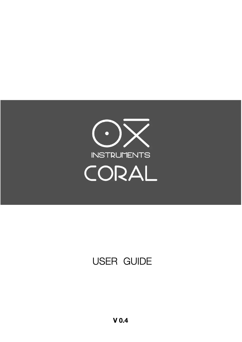 Page n°1 - Manuel utilisateur OXI Instruments Coral