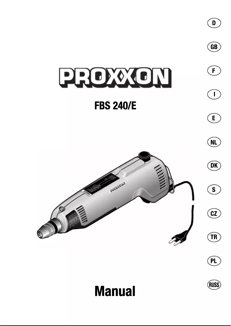 Page 1 de la notice Manuel utilisateur Proxxon FBS 240/E