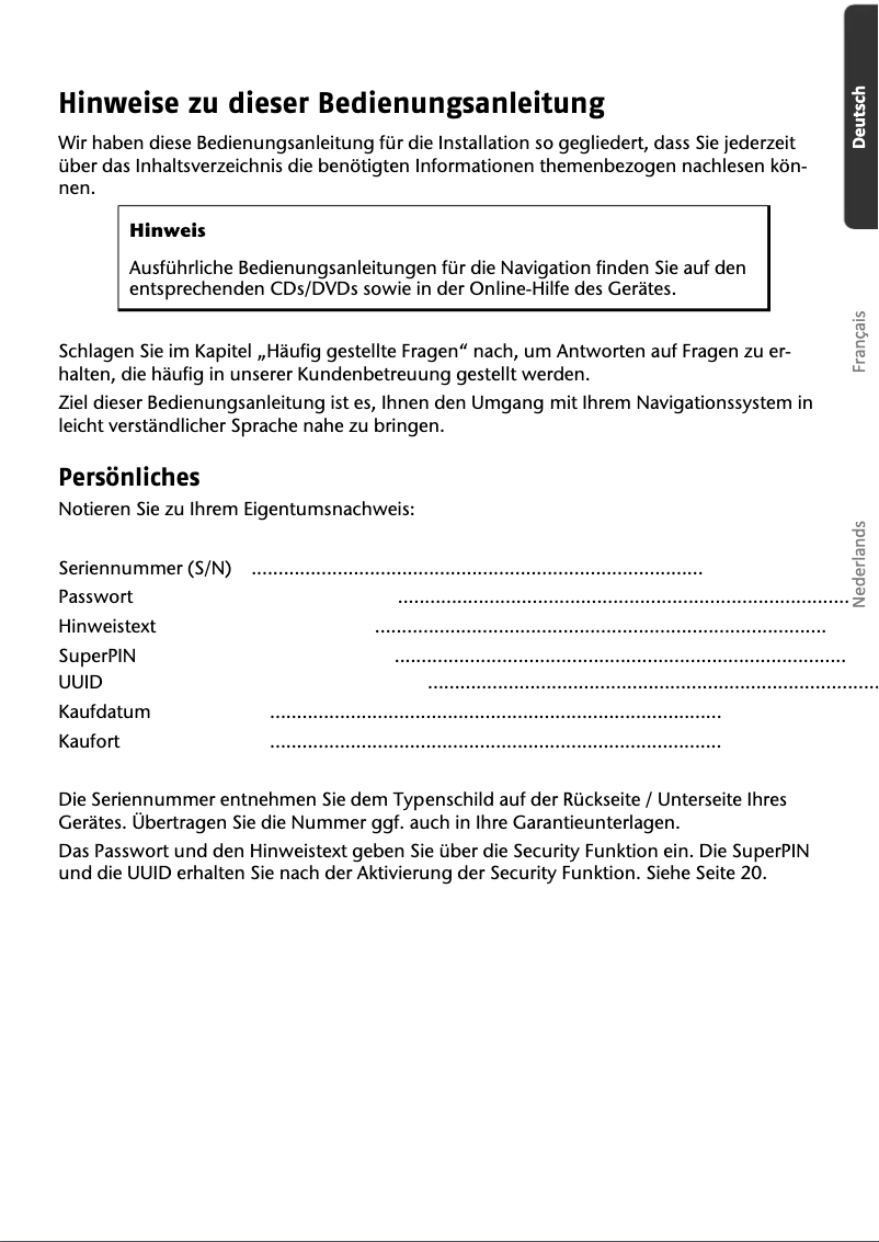 Image de la première page du manuel de l'appareil PNA P5235