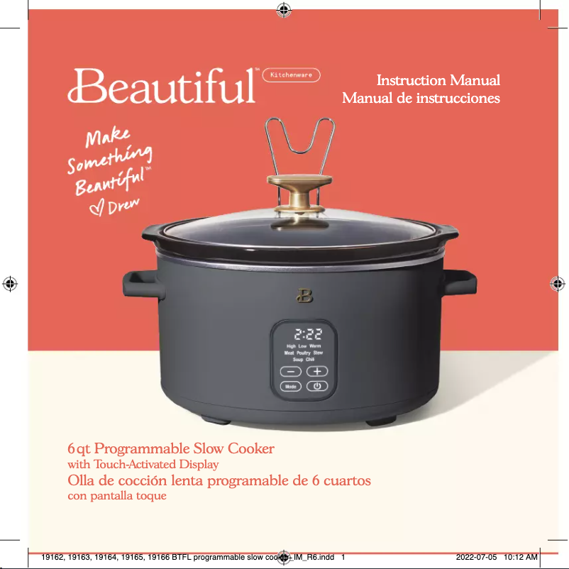 Page 1 de la notice Manuel utilisateur Beautiful 6 qt Programmable Slow Cooker