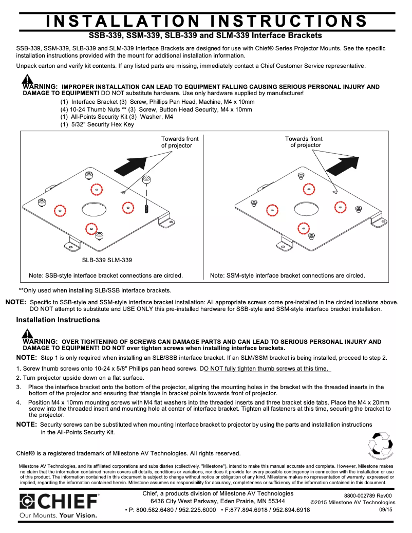 Página 1 del manual Manual de usuario Chief SLM339