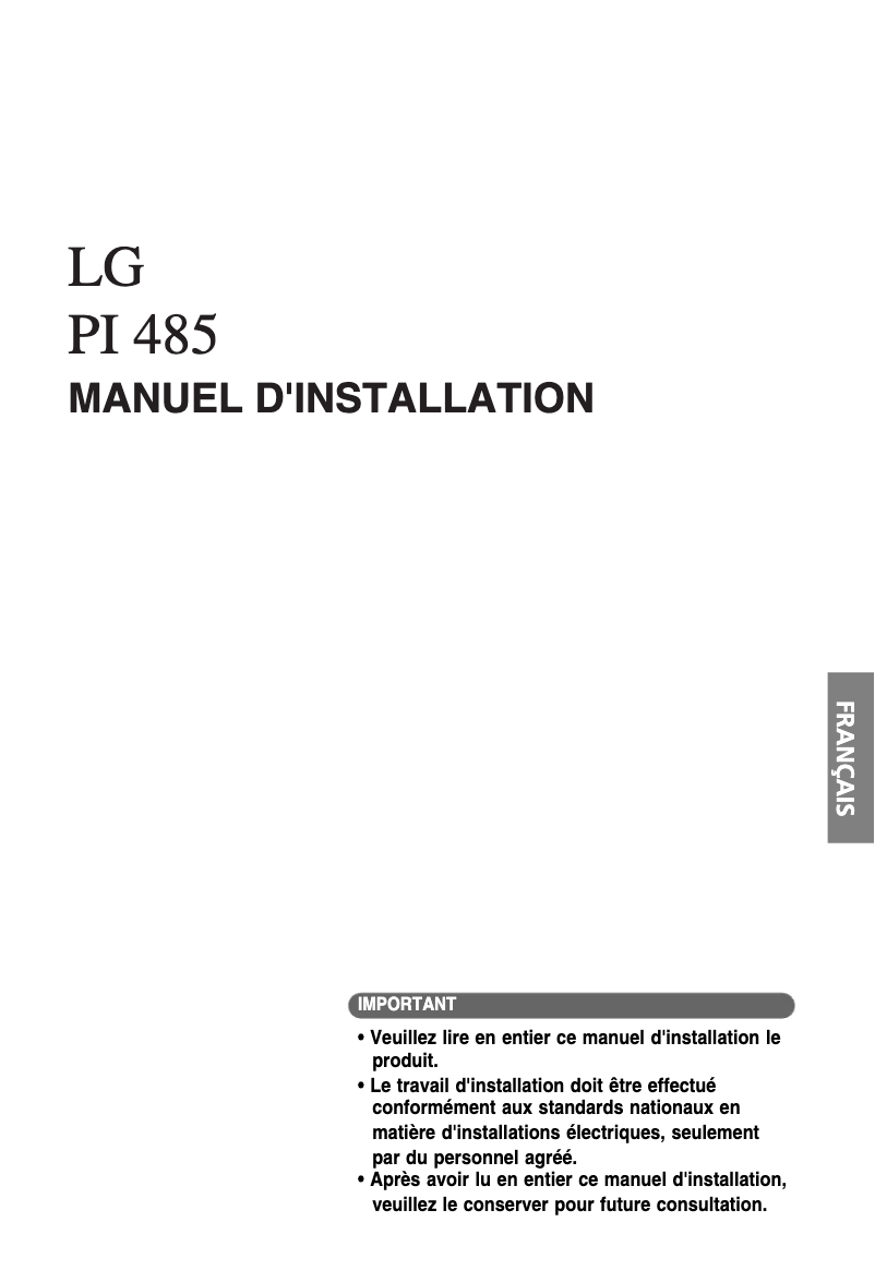 Page 1 de la notice Manuel utilisateur LG PMNFP14A1