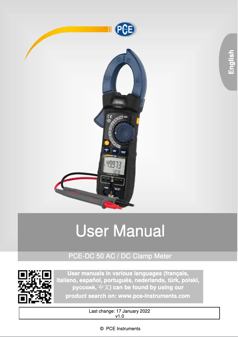 Page 1 de la notice Manuel utilisateur PCE Instruments PCE-DC 50