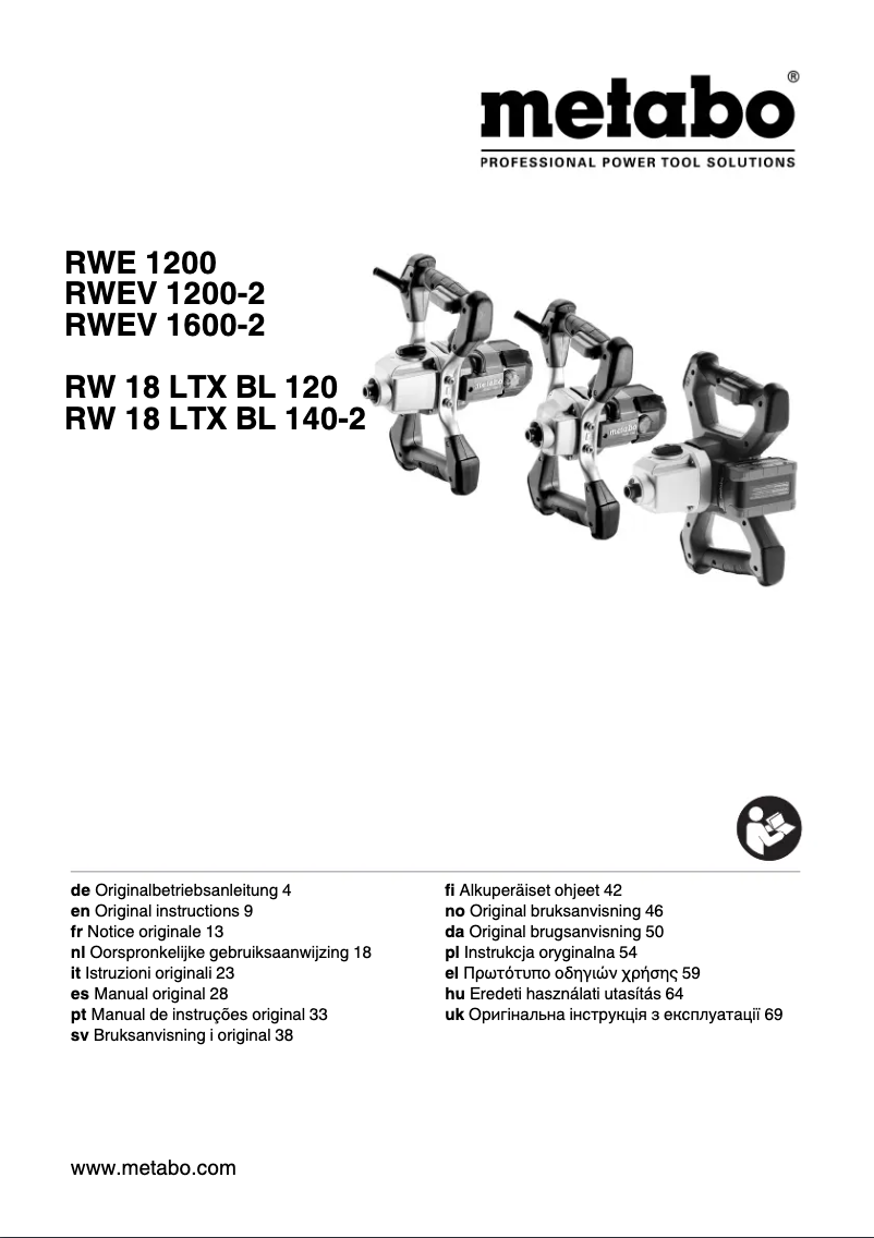 Page n°1 - Manuel utilisateur Metabo RWEV 1200-2