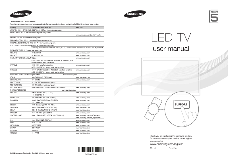 Image de la première page du manuel de l'appareil UE46EH5300