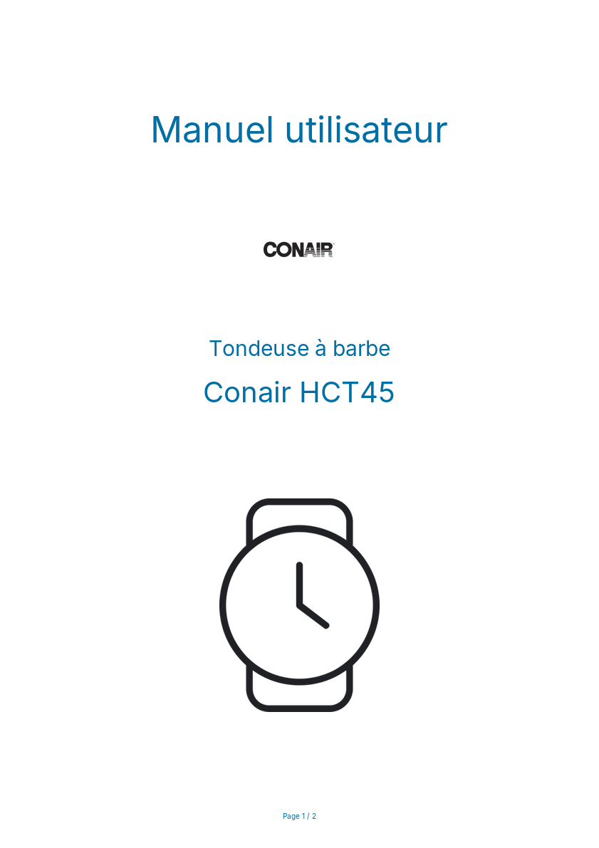 Image de la première page du manuel de l'appareil HCT45
