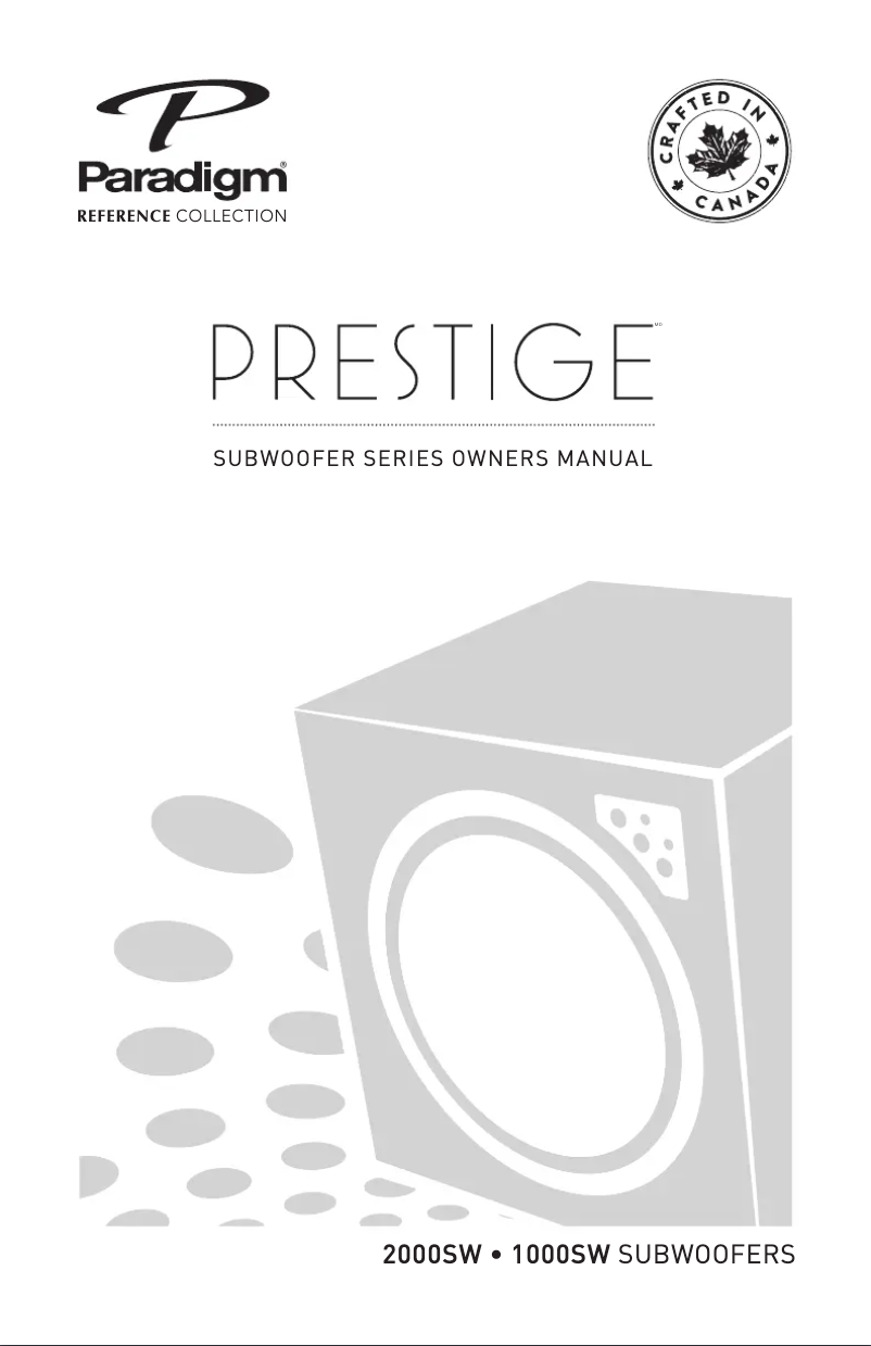 Page n°1 - Manuel utilisateur Paradigm Prestige 1000SW