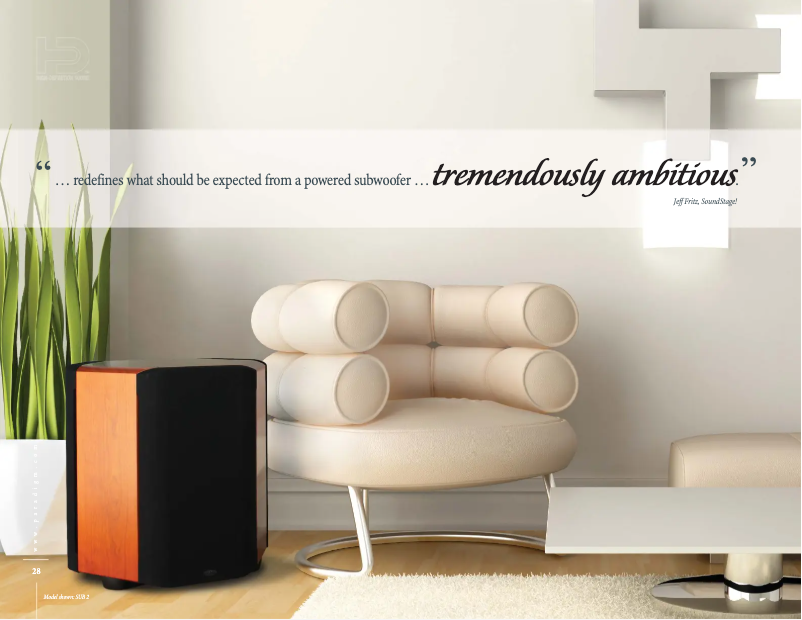 Page 1 de la notice Fiche technique Paradigm Signature SUB 2