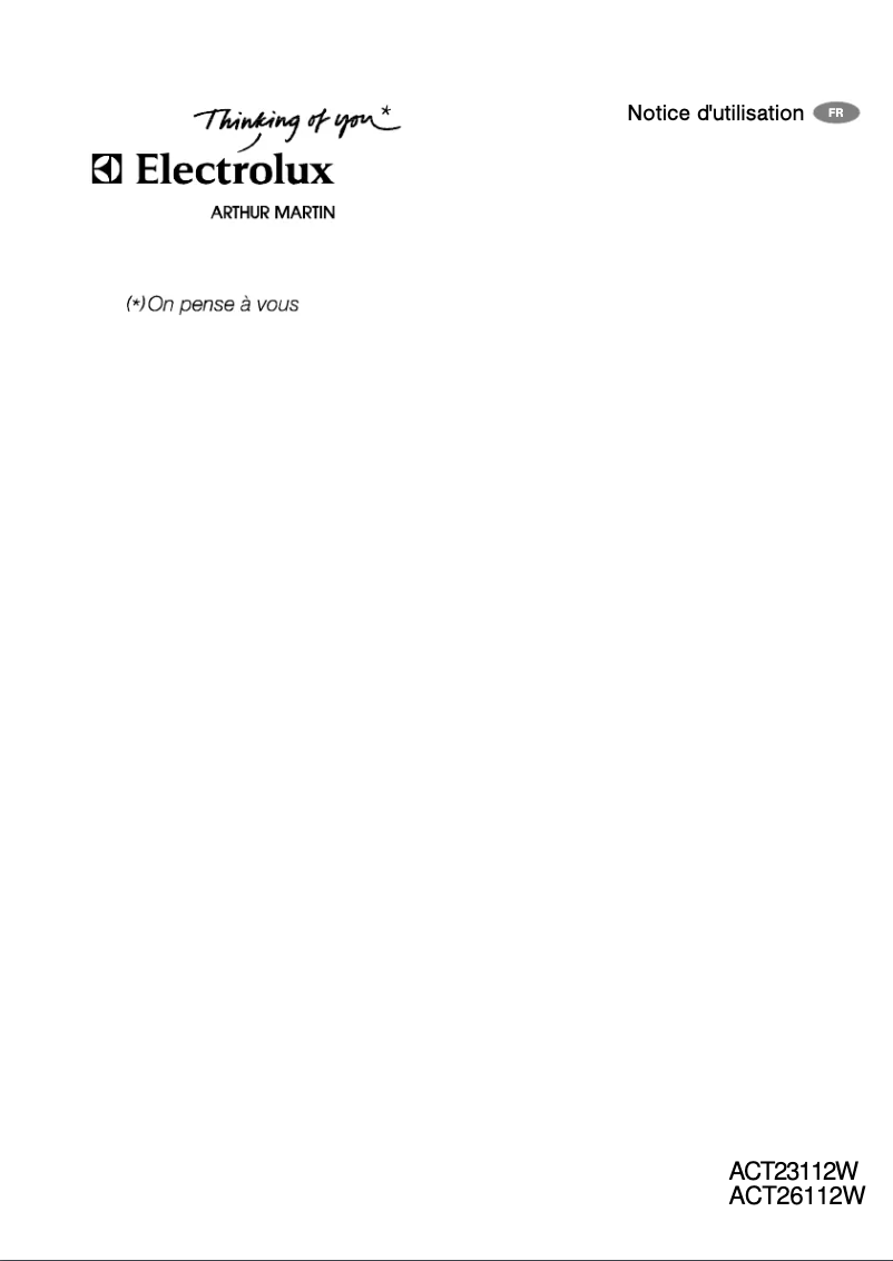 Page n°1 - Manuel utilisateur Arthur Martin-Electrolux ACT 26112 W
