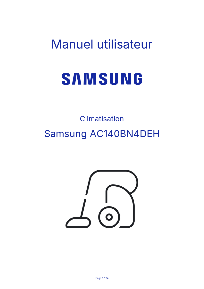 Image de la première page du manuel de l'appareil AC140BN4DEH