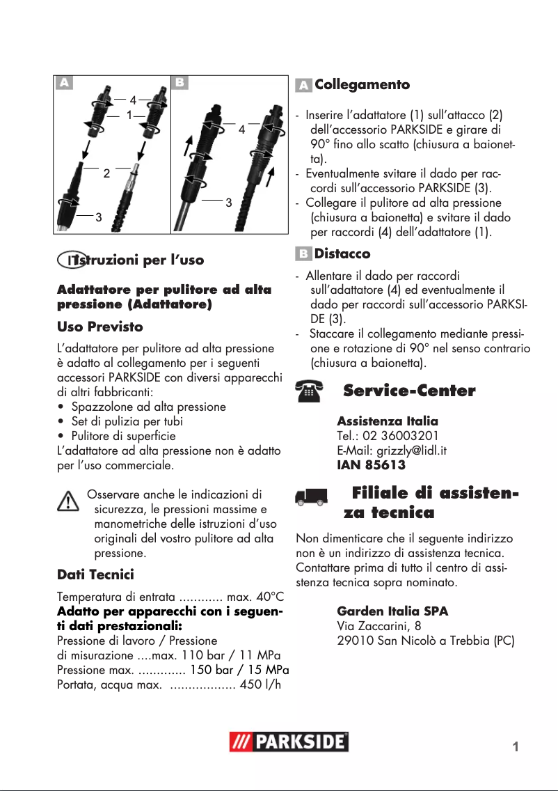 Image de la première page du manuel de l'appareil IAN 85613
