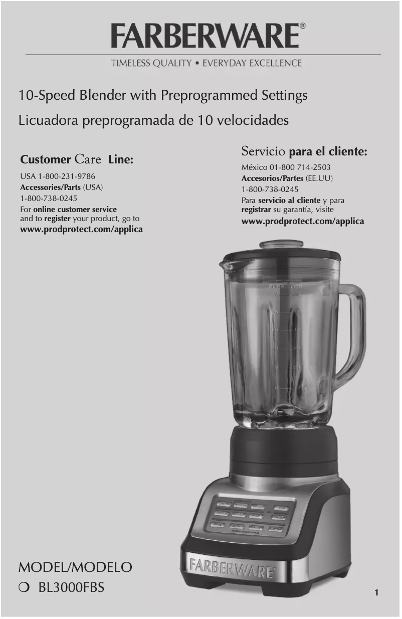 Page 1 de la notice Manuel utilisateur Applica BL3000FBS