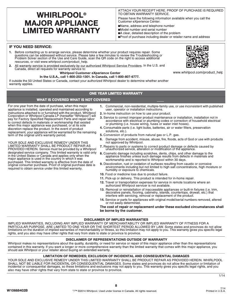 Page n°1 - Mode d'emploi Whirlpool WZC3115D