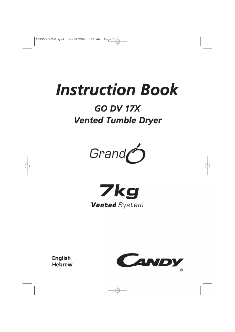 Page 1 de la notice Manuel utilisateur Candy GO DV 17X