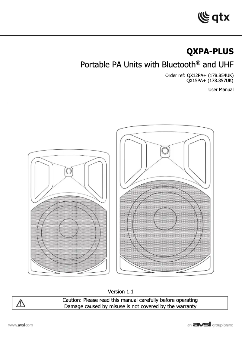Page n°1 - Manuel utilisateur Qtx QX12PA+