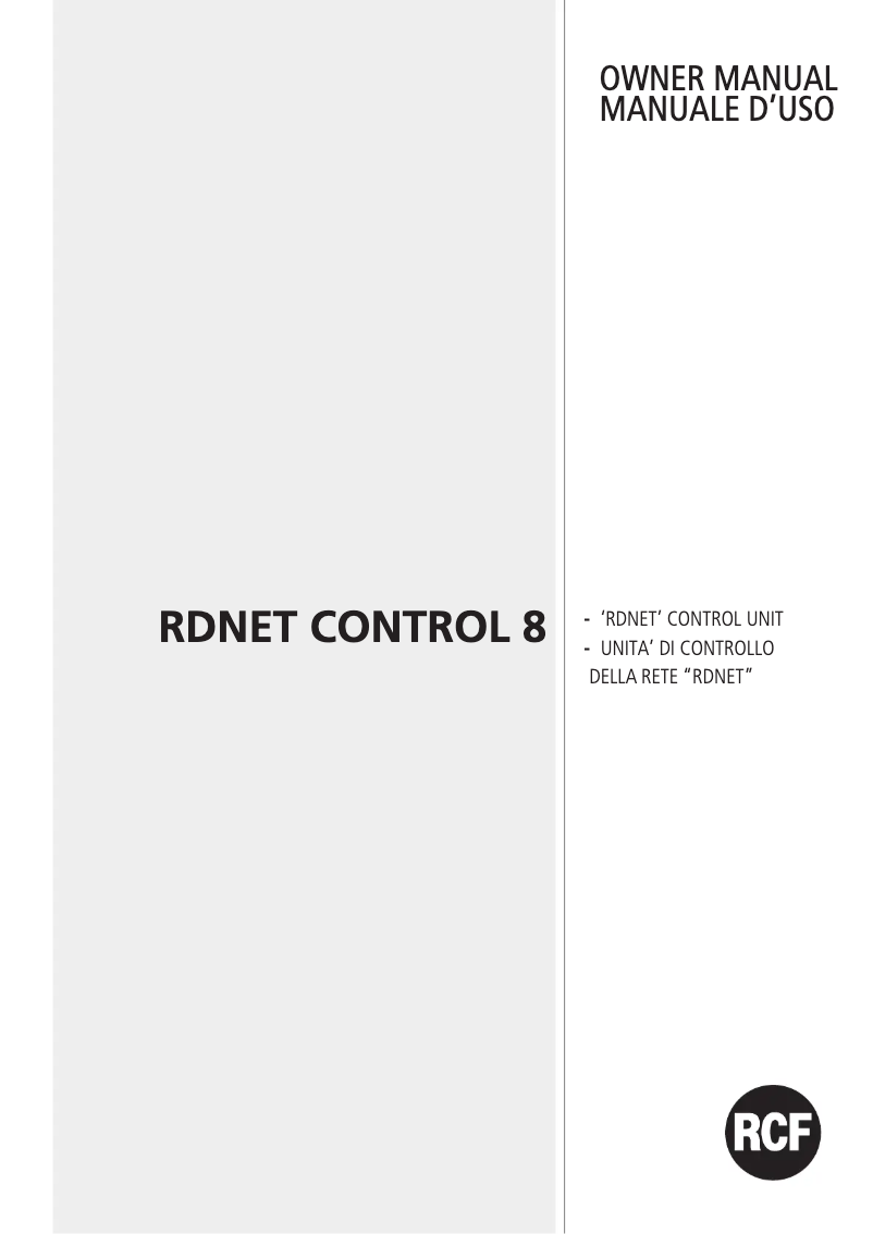 Image de la première page du manuel de l'appareil RDNET CONTROL 8