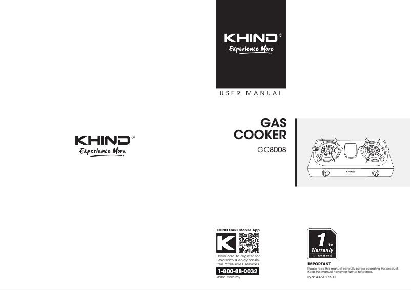 Page 1 de la notice Manuel utilisateur Khind GC8008