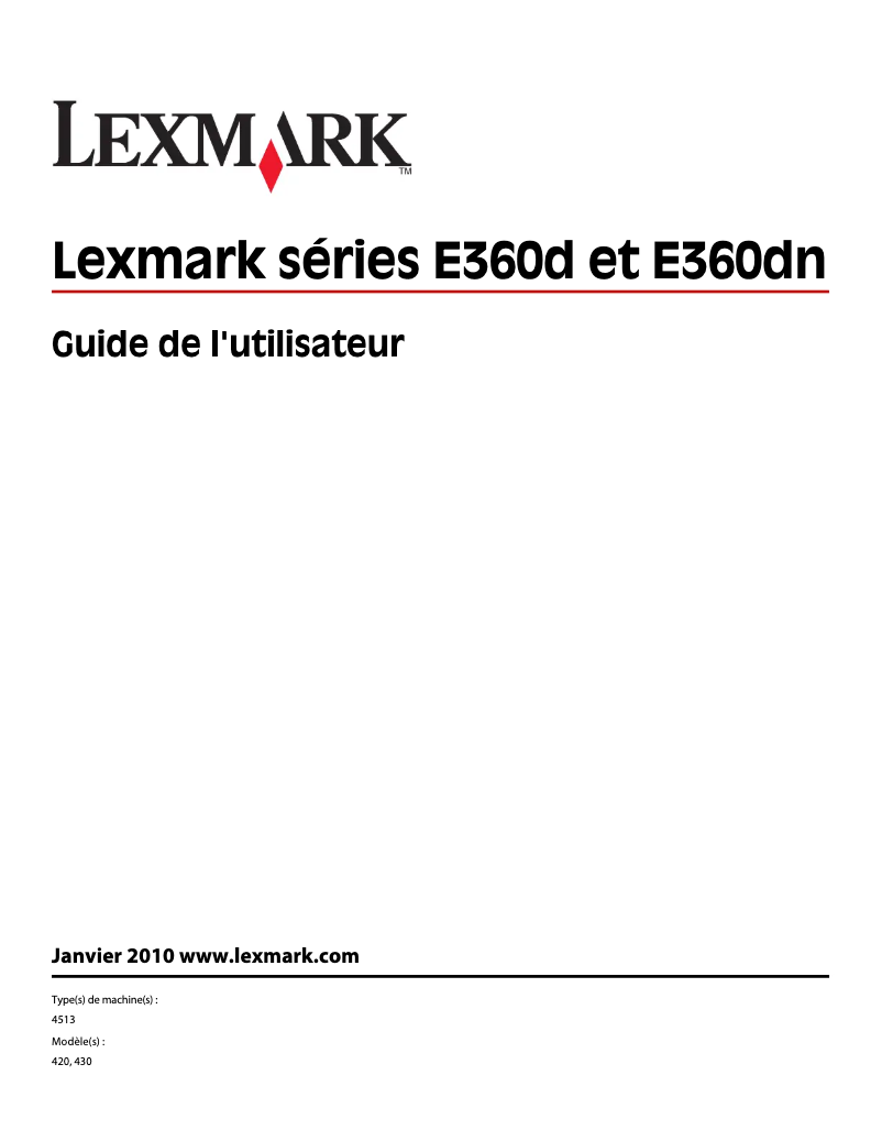 Page 1 de la notice Manuel utilisateur Lexmark E360
