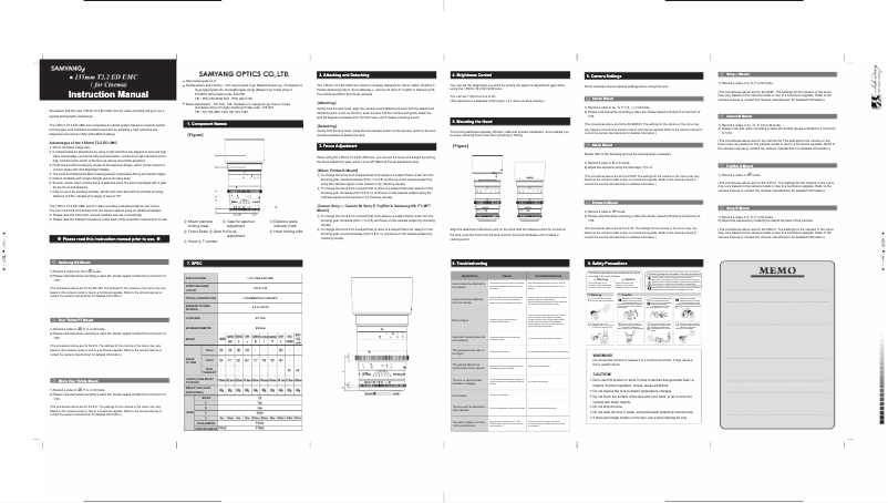 Image de la première page du manuel de l'appareil Cine DS DS135M-N