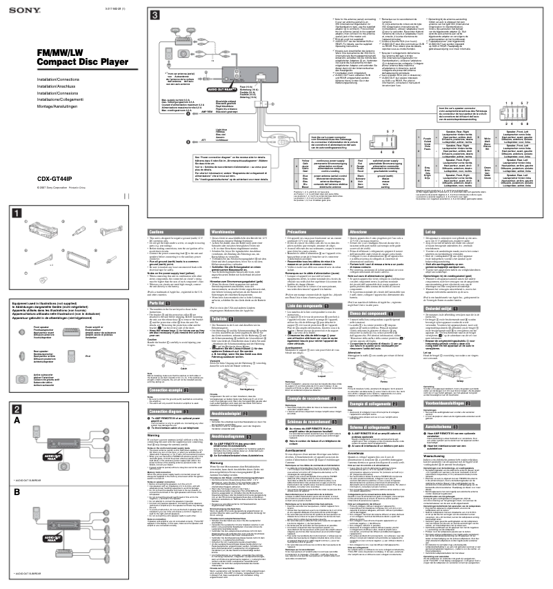 Image de la première page du manuel de l'appareil CDX-GT44IP