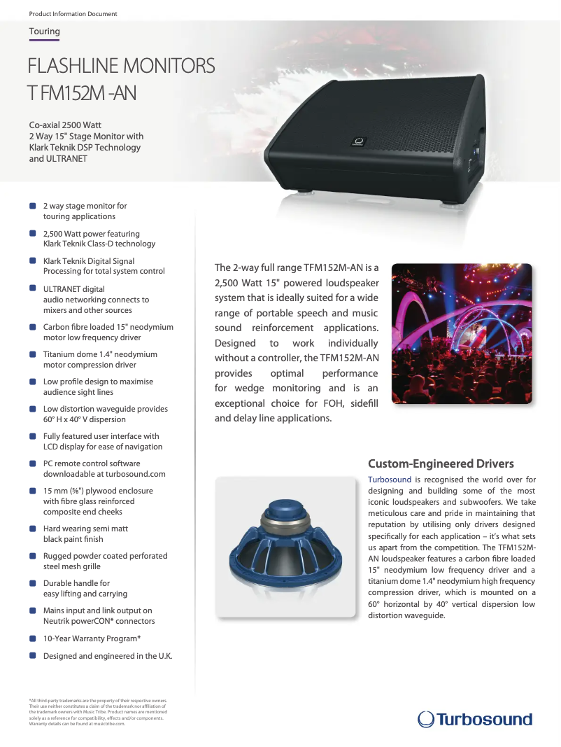 Page n°1 - Fiche technique Turbosound TFM152M-AN