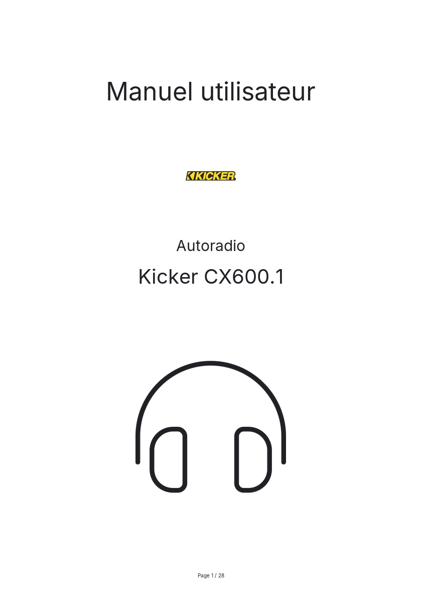 Page n°1 - Manuel utilisateur Kicker CX600.1