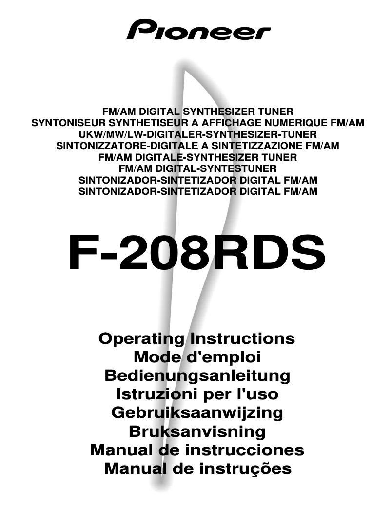 Page n°1 - Manuel utilisateur Pioneer F-208RDS