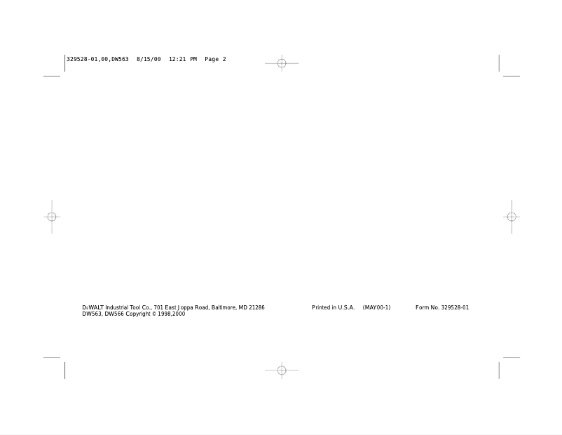 Page n°1 - Manuel utilisateur DeWalt DW566K