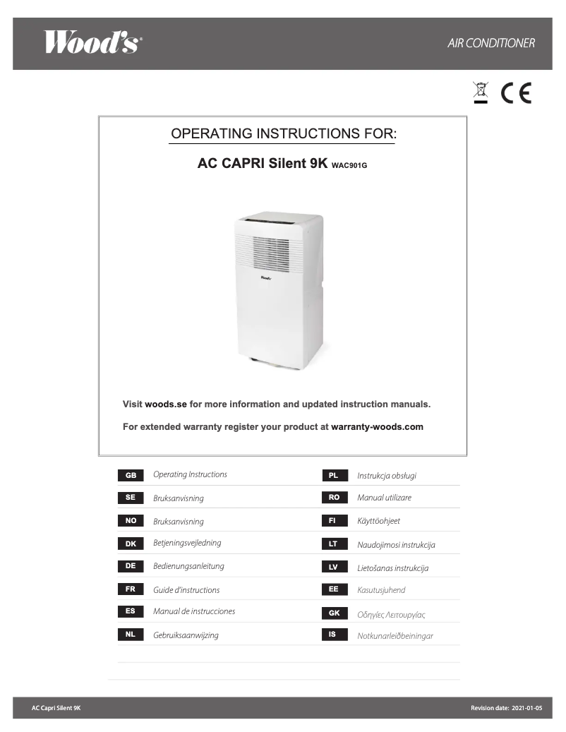 Image de la première page du manuel de l'appareil AC Capri Silent 9K