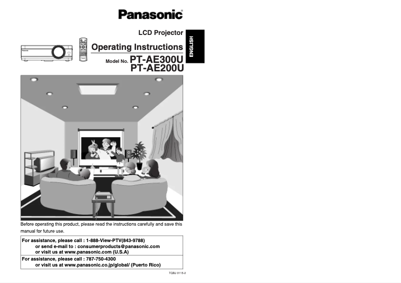 Page n°1 - Manuel utilisateur Panasonic PT-AE300U
