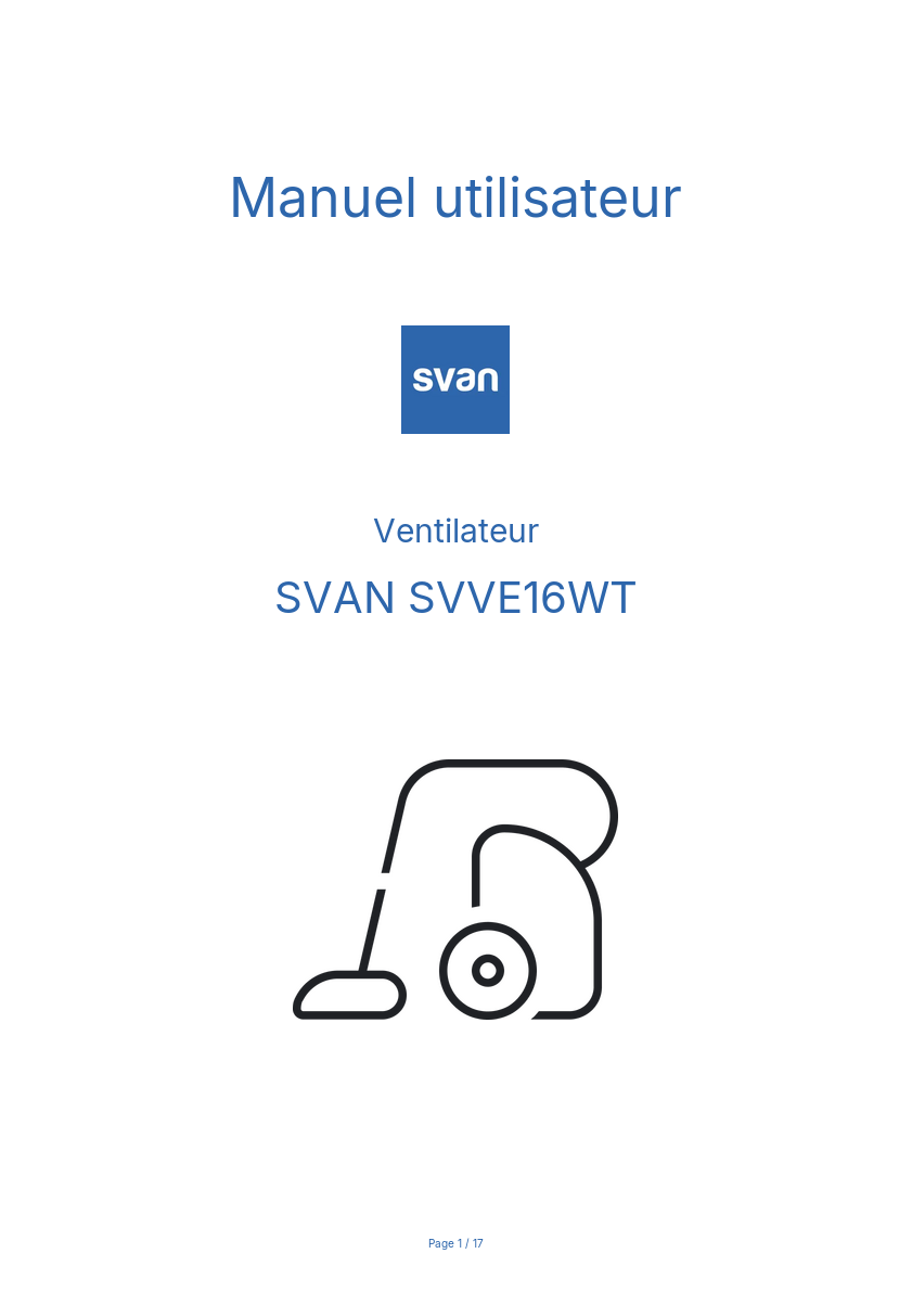 Image de la première page du manuel de l'appareil SVVE16WT