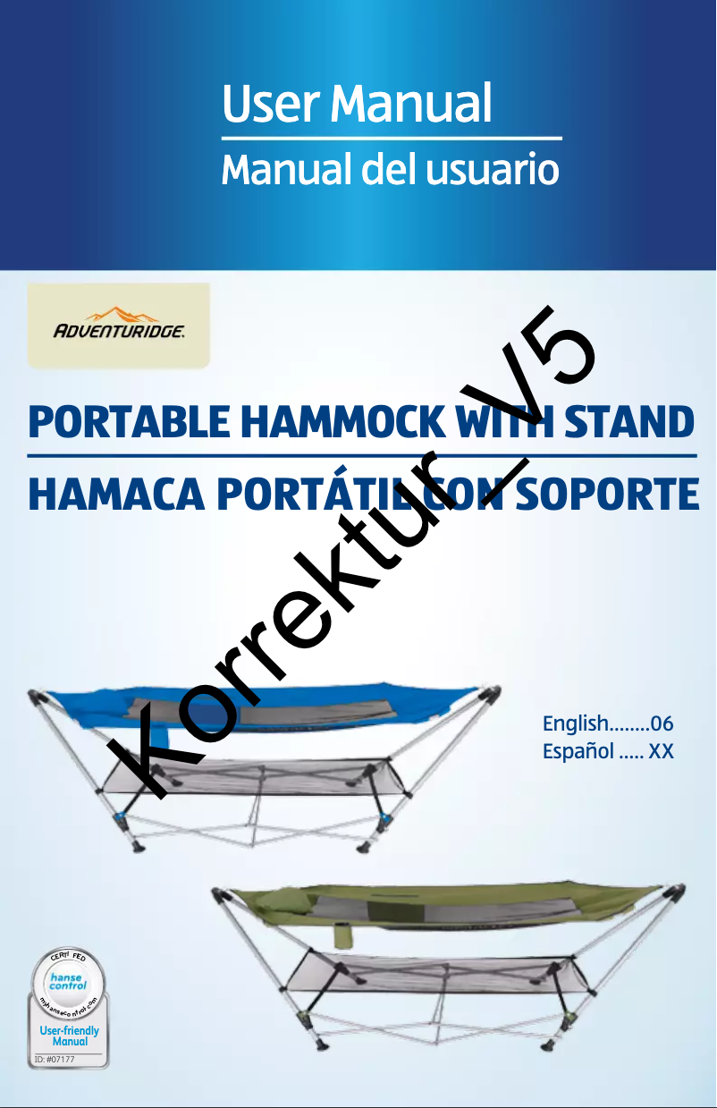 Page n°1 - Manuel utilisateur Adventuridge Portable Hammock with Stand 94811