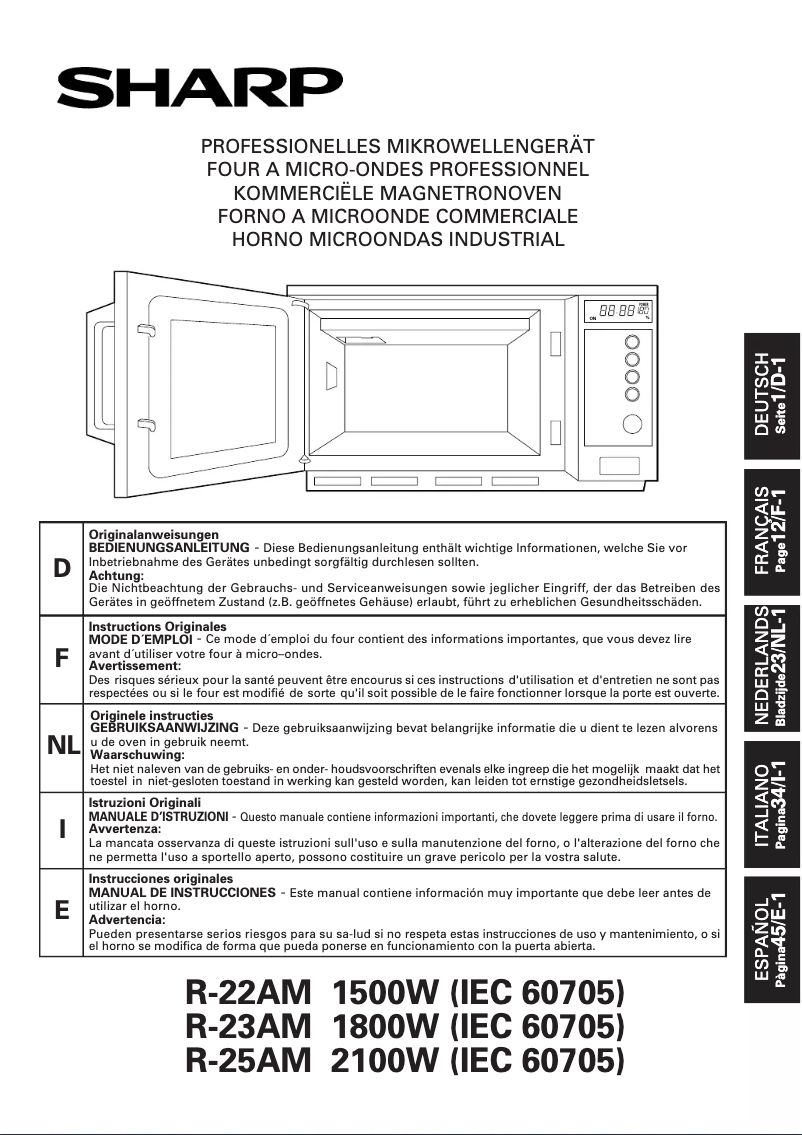 Page 1 de la notice Manuel utilisateur Sharp R-22AM
