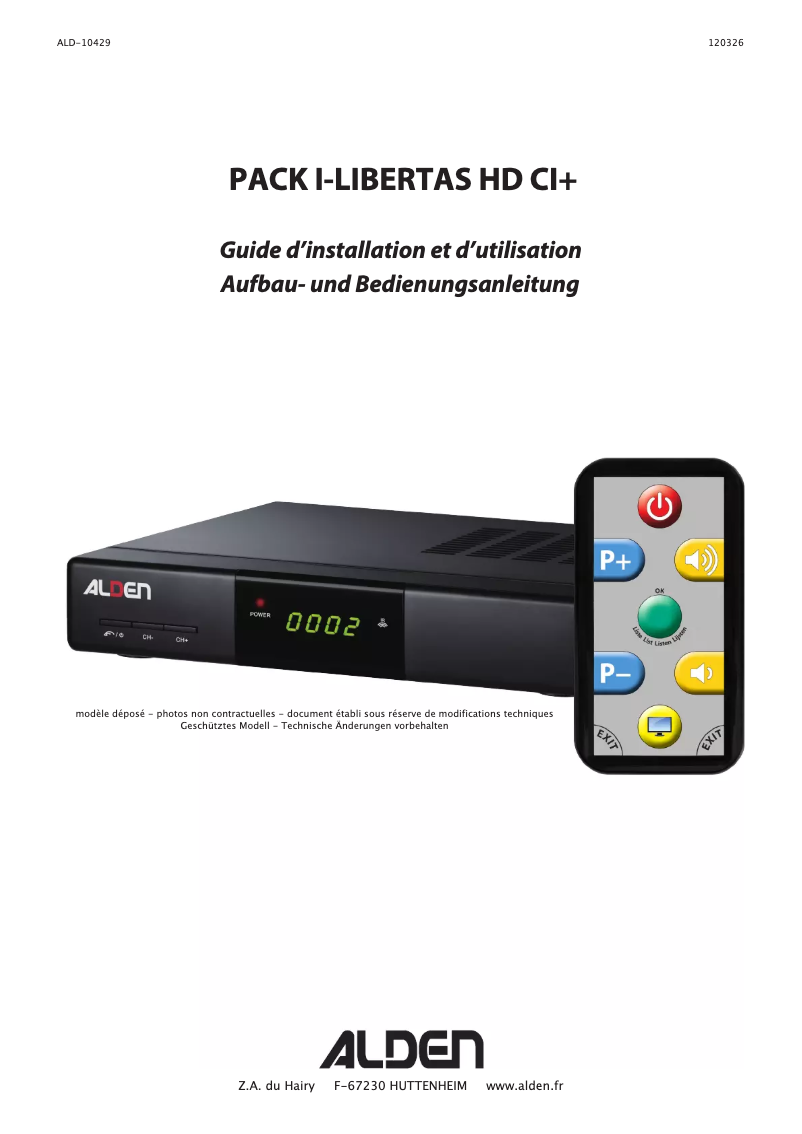 Page n°1 - Manuel utilisateur Alden Libertas HD CI+