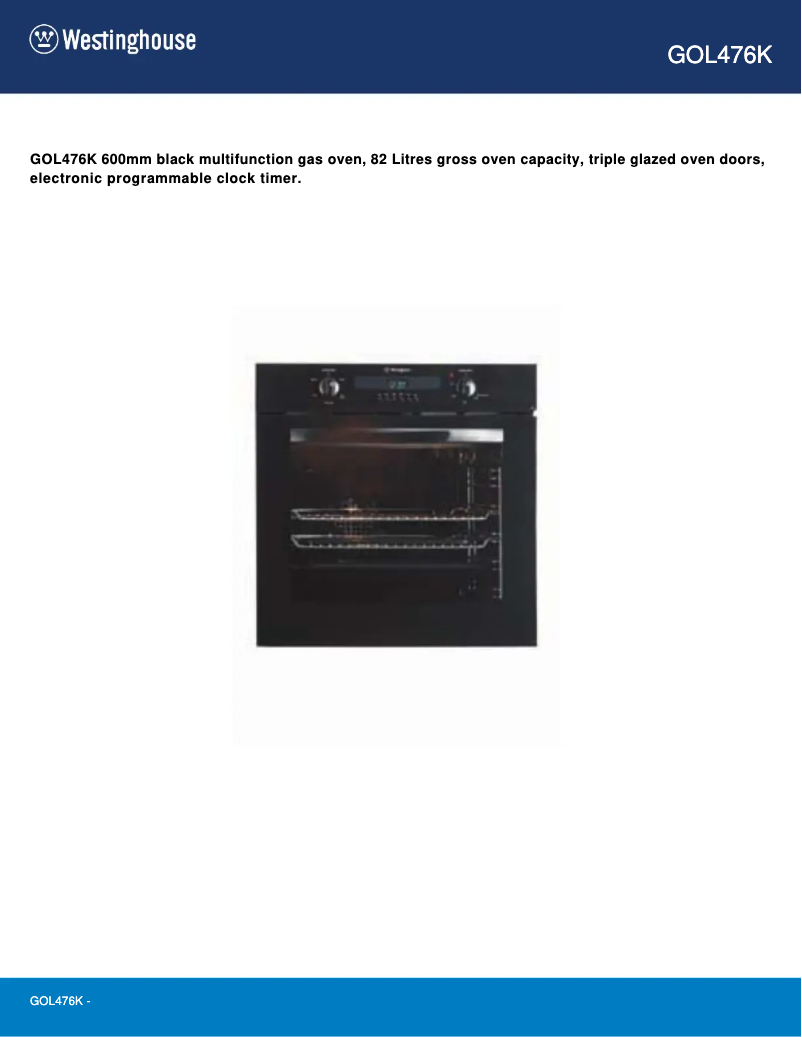 Page n°1 - Manuel utilisateur Westinghouse GOL476K