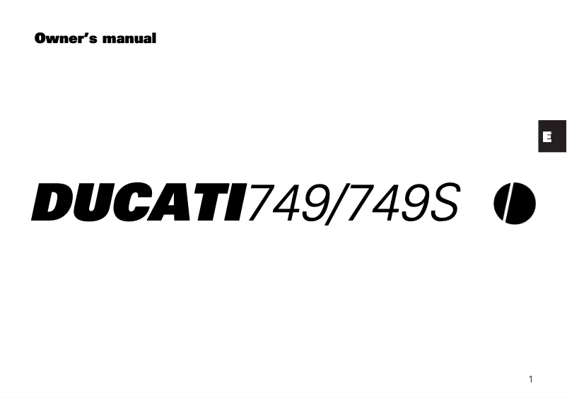 Page 1 de la notice Manuel utilisateur Ducati 749 (2004)