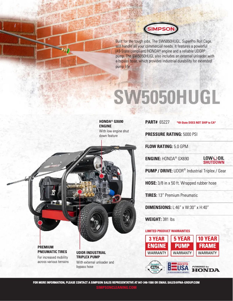 Page n°1 - Fiche technique Simpson SuperPro SW5050HUGL-S