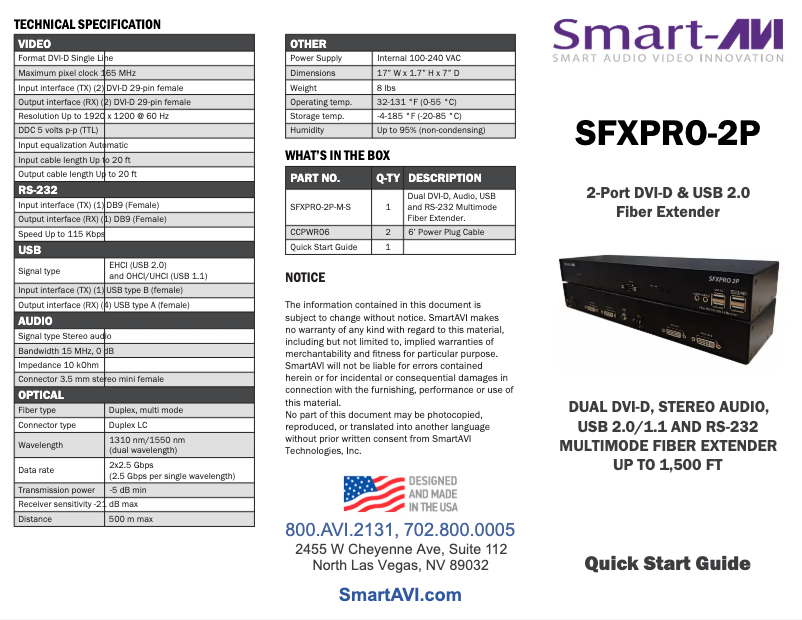 Page n°1 - Manuel utilisateur Smart-AVI SFXPRO-4P